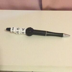 Black and Silver Pen with Beaded Accent
